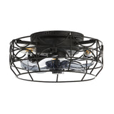 Torora 12.5-Inch Small Caged Flush Mount Ceiling Fan With Light