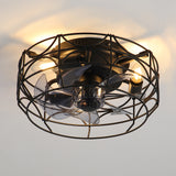 Torora 12.5-Inch Small Caged Flush Mount Ceiling Fan With Light
