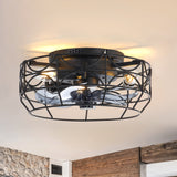 Torora 12.5-Inch Small Caged Flush Mount Ceiling Fan With Light