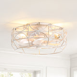 Torora 12.5-Inch Small Caged Flush Mount Ceiling Fan With Light