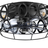 12.5-inch Flush Mount Caged Ceiling Fan with Lights Low Profile Industrial Enclosed Ceiling Fan with Remote