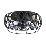 12.5-inch Flush Mount Caged Ceiling Fan with Lights Low Profile Industrial Enclosed Ceiling Fan with Remote