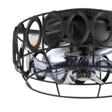 12.5-inch Flush Mount Caged Ceiling Fan with Lights Low Profile Industrial Enclosed Ceiling Fan with Remote