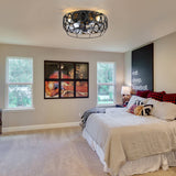 12.5-inch Flush Mount Caged Ceiling Fan with Lights Low Profile Industrial Enclosed Ceiling Fan with Remote