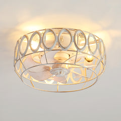 12.5-inch Flush Mount Caged Ceiling Fan with Lights Low Profile Industrial Enclosed Ceiling Fan with Remote