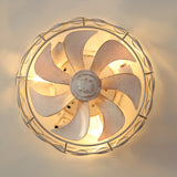 12.5-inch Flush Mount Caged Ceiling Fan with Lights Low Profile Industrial Enclosed Ceiling Fan with Remote