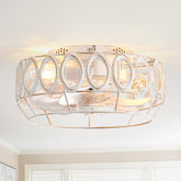 12.5-inch Flush Mount Caged Ceiling Fan with Lights Low Profile Industrial Enclosed Ceiling Fan with Remote