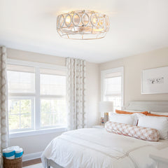 12.5-inch Flush Mount Caged Ceiling Fan with Lights Low Profile Industrial Enclosed Ceiling Fan with Remote