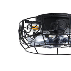 12.5 Inch Caged Ceiling fans with Lights, Bladeless Farmhouse Fandelier Ceiling Fan with Remote, Enclosed Small Ceiling Fan for Bedroom Kitchen