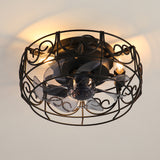 12.5 Inch Caged Ceiling fans with Lights, Bladeless Farmhouse Fandelier Ceiling Fan with Remote, Enclosed Small Ceiling Fan for Bedroom Kitchen