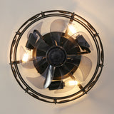 12.5 Inch Caged Ceiling fans with Lights, Bladeless Farmhouse Fandelier Ceiling Fan with Remote, Enclosed Small Ceiling Fan for Bedroom Kitchen