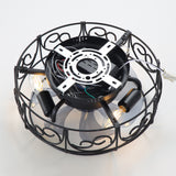 12.5 Inch Caged Ceiling fans with Lights, Bladeless Farmhouse Fandelier Ceiling Fan with Remote, Enclosed Small Ceiling Fan for Bedroom Kitchen