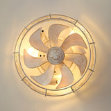 12.5 Inch Caged Ceiling Fans With Lights and Remote, Flush Mount Bladeless Low Profile, Small Farmhouse Industrial Enclosed Ceiling Fan For Bedroom, Kitchen, Indoor