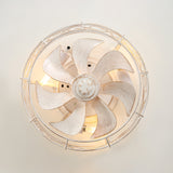 12.5 Inch Caged Ceiling Fans With Lights and Remote, Flush Mount Bladeless Low Profile, Small Farmhouse Industrial Enclosed Ceiling Fan For Bedroom, Kitchen, Indoor