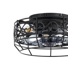 12.5 Inch Caged Ceiling Fans With Lights and Remote, Flush Mount Bladeless Low Profile, Small Farmhouse Industrial Enclosed Ceiling Fan For Bedroom, Kitchen, Indoor