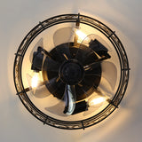 12.5 Inch Caged Ceiling Fans With Lights and Remote, Flush Mount Bladeless Low Profile, Small Farmhouse Industrial Enclosed Ceiling Fan For Bedroom, Kitchen, Indoor