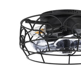 12.5-Inch 7-Blade Flush Mount Caged Ceiling Fan with Remote Light