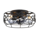 12.5-Inch 7-Blade Flush Mount Caged Ceiling Fan with Remote Light