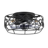 12.5-Inch 7-Blade Flush Mount Caged Ceiling Fan with Remote Light