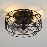12.5-Inch 7-Blade Flush Mount Caged Ceiling Fan with Remote Light