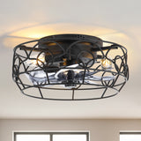 12.5-Inch 7-Blade Flush Mount Caged Ceiling Fan with Remote Light