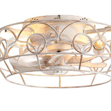 12.5-Inch 7-Blade Flush Mount Caged Ceiling Fan with Remote Light