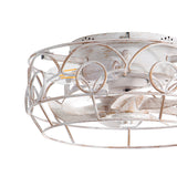 12.5-Inch 7-Blade Flush Mount Caged Ceiling Fan with Remote Light