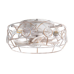 12.5-Inch 7-Blade Flush Mount Caged Ceiling Fan with Remote Light