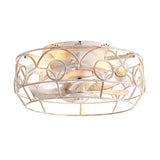 12.5-Inch 7-Blade Flush Mount Caged Ceiling Fan with Remote Light