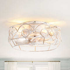 12.5-Inch 7-Blade Flush Mount Caged Ceiling Fan with Remote Light