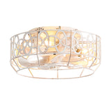 12.5-in Vintage Distressed White Caged Ceiling Fan with Remote Light(7-Blade)