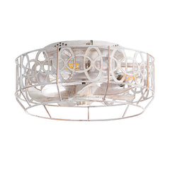 12.5-in Vintage Distressed White Caged Ceiling Fan with Remote Light(7-Blade)