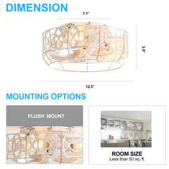 12.5-in Vintage Distressed White Caged Ceiling Fan with Remote Light(7-Blade)