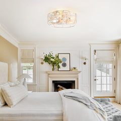 12.5-in Vintage Distressed White Caged Ceiling Fan with Remote Light(7-Blade)