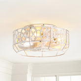 12.5-in Vintage Distressed White Caged Ceiling Fan with Remote Light(7-Blade)