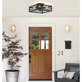 15.7 inch Caged Flush Mount Ceiling Fans with Lights and Remote, Modern Square Low Profile Ceiling Fan, Small Farmhouse Bladeless Ceiling Fan for Bedroom, Kitchen, Indoor
