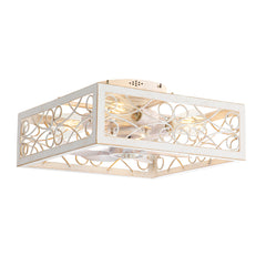 15.7 inch Caged Flush Mount Ceiling Fans with Lights and Remote, Modern Square Low Profile Ceiling Fan, Small Farmhouse Bladeless Ceiling Fan for Bedroom, Kitchen, Indoor