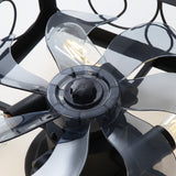 15.8 inch Caged Flush Mount Ceiling Fans with Lights and Remote, Modern Square Low Profile Ceiling Fan, Small Farmhouse Bladeless Ceiling Fan for Bedroom, Kitchen, Indoor