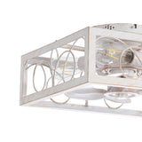 15.8 inch Caged Flush Mount Ceiling Fans with Lights and Remote, Modern Square Low Profile Ceiling Fan, Small Farmhouse Bladeless Ceiling Fan for Bedroom, Kitchen, Indoor