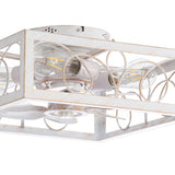 15.8 inch Caged Flush Mount Ceiling Fans with Lights and Remote, Modern Square Low Profile Ceiling Fan, Small Farmhouse Bladeless Ceiling Fan for Bedroom, Kitchen, Indoor
