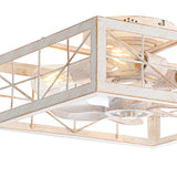 15.8 inch Caged Flush Mount Ceiling Fans with Lights and Remote, Modern Square Low Profile Ceiling Fan, Small Farmhouse Bladeless Ceiling Fan for Bedroom, Kitchen, Indoor