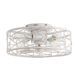 16.5-in Vintage Distressed White Flush Mount Caged Ceiling Fan with Remote and Light