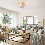 16.5-in Vintage Distressed White Flush Mount Caged Ceiling Fan with Remote and Light