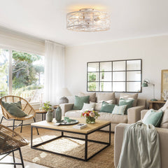 16.5-in Vintage Distressed White Flush Mount Caged Ceiling Fan with Remote and Light