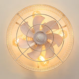 12.5 Inch Flush Mount Caged Ceiling Fan with Light and Remote, DC Motor, 6-Speed, Timer, Modern Low Profile Enclosed Ceiling Fan for Bedroom, Bulbs Not Included