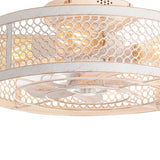 12.5 Inch Flush Mount Caged Ceiling Fan with Light and Remote, DC Motor, 6-Speed, Timer, Modern Low Profile Enclosed Ceiling Fan for Bedroom, Bulbs Not Included