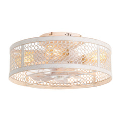 12.5 Inch Flush Mount Caged Ceiling Fan with Light and Remote, DC Motor, 6-Speed, Timer, Modern Low Profile Enclosed Ceiling Fan for Bedroom, Bulbs Not Included