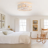 12.5 Inch Flush Mount Caged Ceiling Fan with Light and Remote, DC Motor, 6-Speed, Timer, Modern Low Profile Enclosed Ceiling Fan for Bedroom, Bulbs Not Included