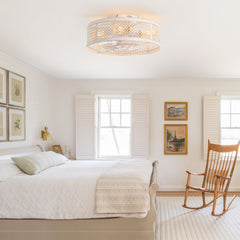 12.5 Inch Flush Mount Caged Ceiling Fan with Light and Remote, DC Motor, 6-Speed, Timer, Modern Low Profile Enclosed Ceiling Fan for Bedroom, Bulbs Not Included