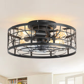 16.5-in Black Low Profile Enclosed Ceiling Fan with Remote and Light(7-Blade)